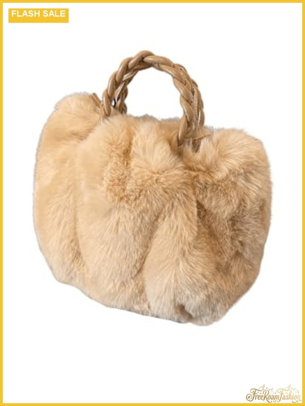 Women's Fuzzy Faux Fur Tote Bag Crossbody Braided Handle Plush Shoulder Bag